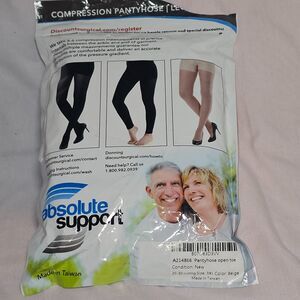 Compression Stockings Bundle 3XL Open Toe Pantyhose & Thigh High Beige Black